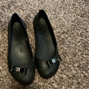 Black Crocs Loafer Flats with Bow
